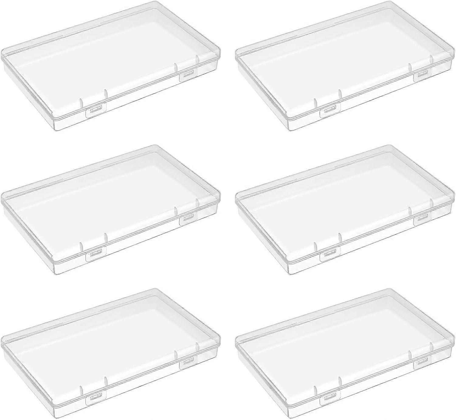8 Pack Clear Plastic Storage Boxes 8 Inch Stackable Containers with Hinged Lids for Home and Office