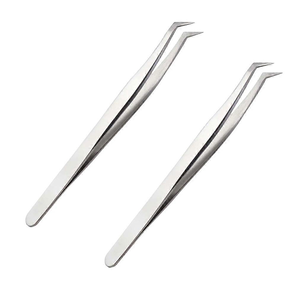 Makeup Tools for Makeup Use 2Pcs Silver Eyelashes Extension Tweezer