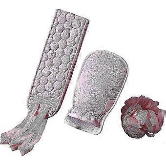 Rückenbürste Körperbürste, Rückenwäscher Peeling Badehandschuh Duschschwamm 3er-Set, Rückenwäscher Massagebürste 0619
