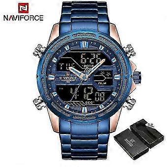 NAVIFORCE Watches for Men Luxury Brand Digital Chronograph Sport Quartz Wristwatch Waterproof Military Steel Band Luminous Clock