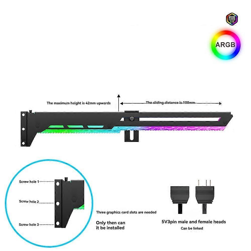 ARGB 5V 3PIN Graphics Card Bracket Adjustable ARGB AURA SYNC Computer Graphics Card GPU Bracket Stable Support Black
