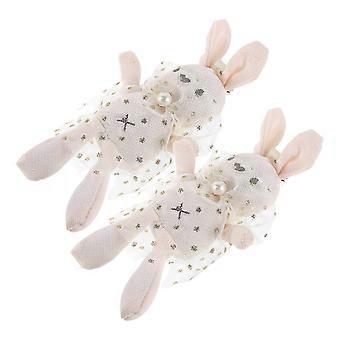 Beige Rabbit Plush Keychain, 2 Pieces, Soft Bunny Charm for Bag Decoration