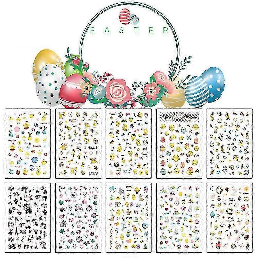 Eco-Friendly Manicure Stickers Easter Elements for Kids 10Pcs Assorted Color