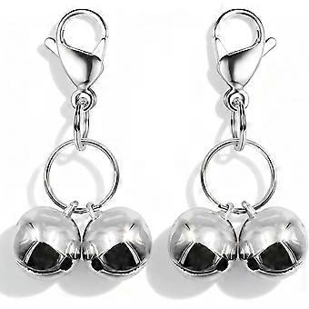 Cat Bell Set for Pet Collar, Loud Copper Bells with Stainless Steel Tag Clips, Prevent Escape Training Accessories, 4 Bells 2 Clips X-Small Silver