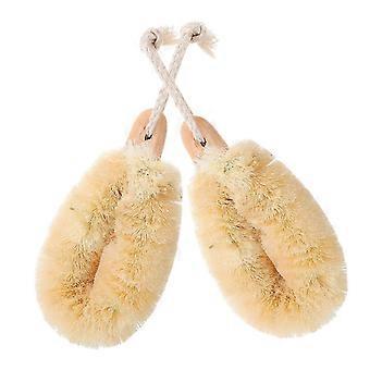 2pcs Sisal Fiber Body Brush with Ergonomic Grip for Effective Exfoliating Wet and Dry Use