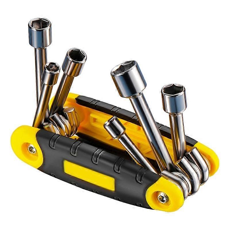 6 in 1 Folding Hexagonal Socket Set Metric Small Tool Hexagonal Nut Screwdriver Set Folding Socket Wrenches Hand Tool