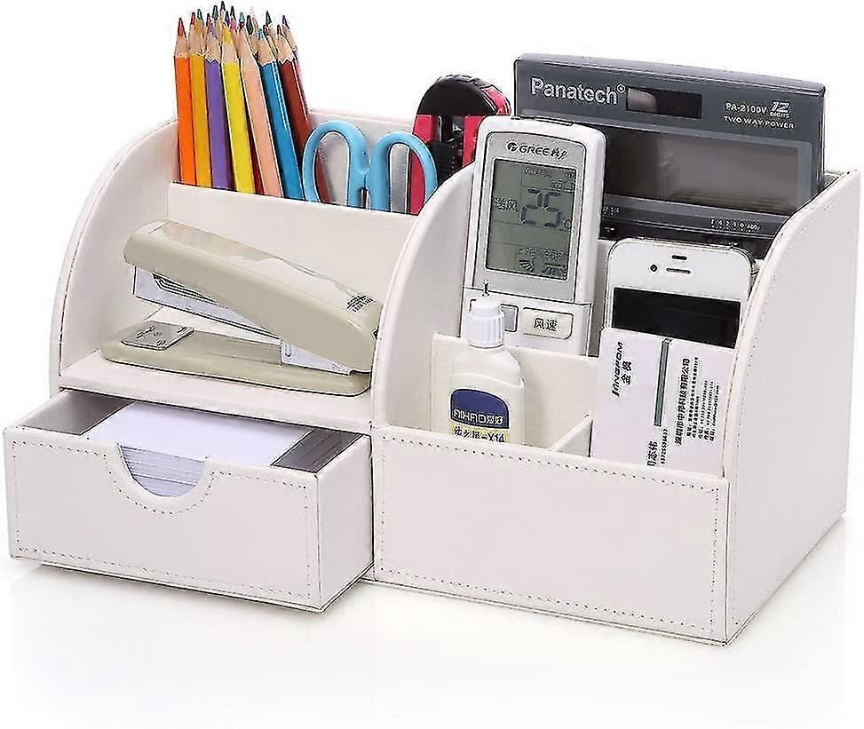 7 Compartments Pu Leather Multi-functional Desk Organizer