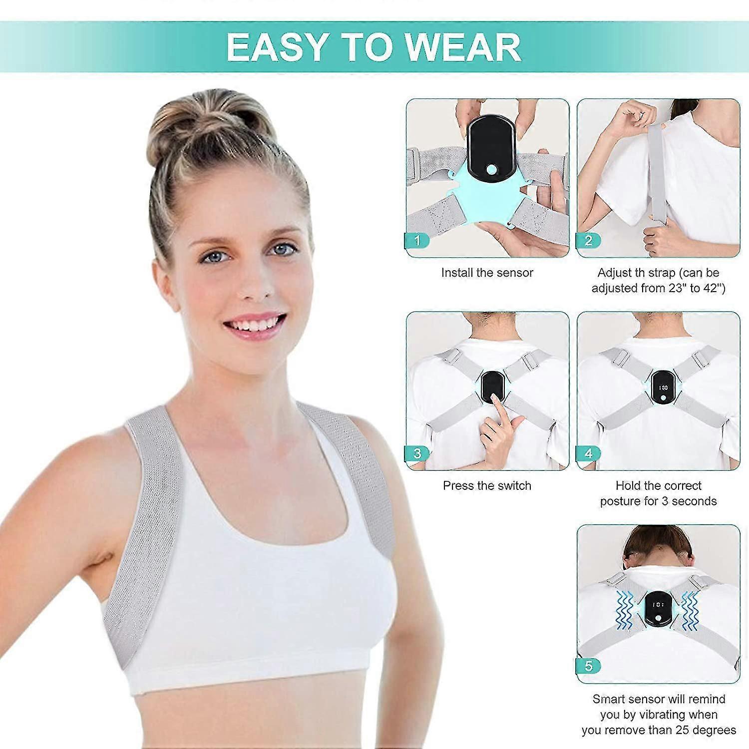 Posture Corrector Compatible With Men And Women, Posture Trainer With Smart Sensor