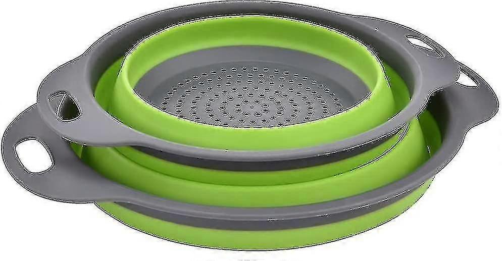 2pcs Colander Set Kitchen Foldable Silicone Filter 2 Sizes Riilq