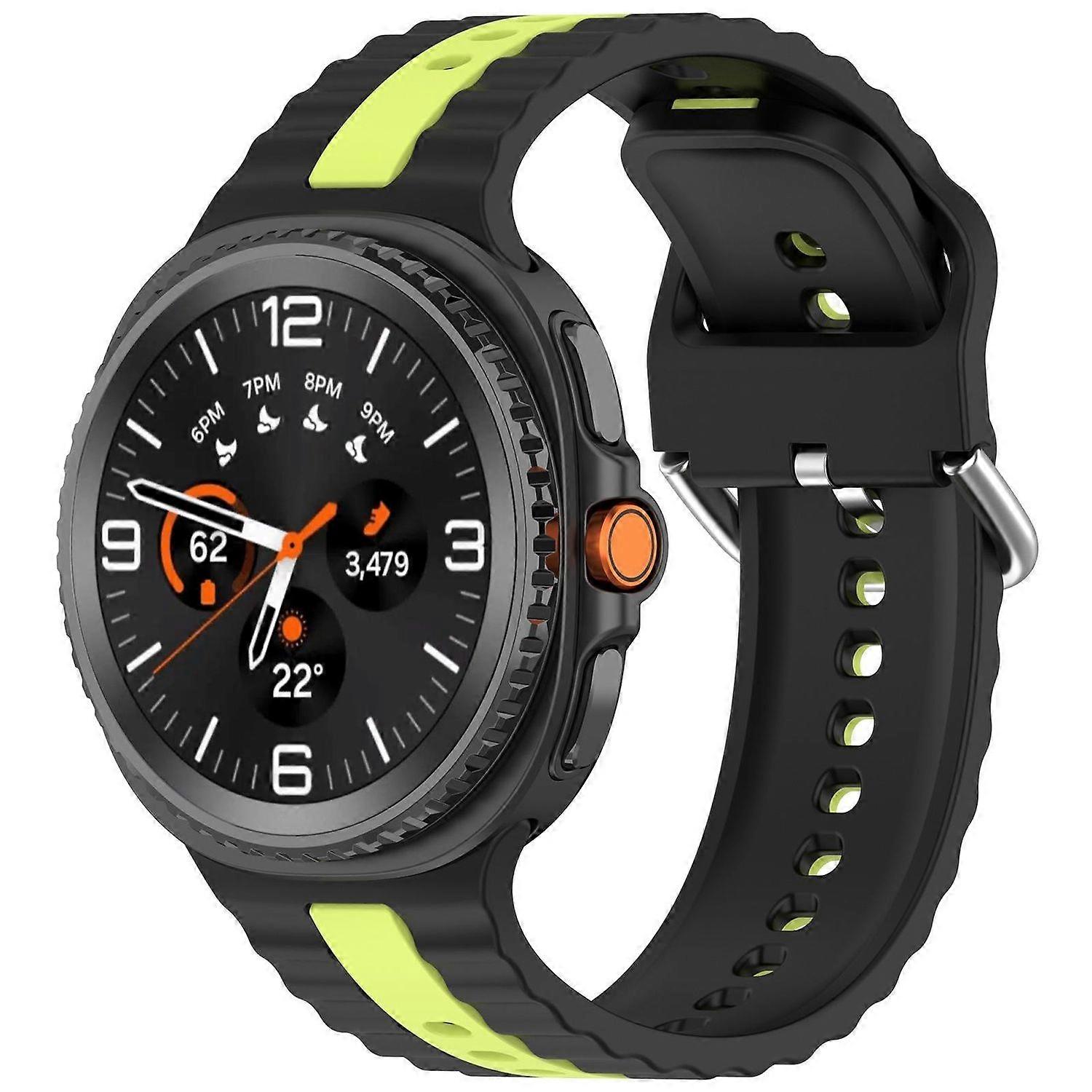 For Samsung Galaxy Watch 8 / 8 Two Color Silicone Replacement Smart Watch Band Black / Green