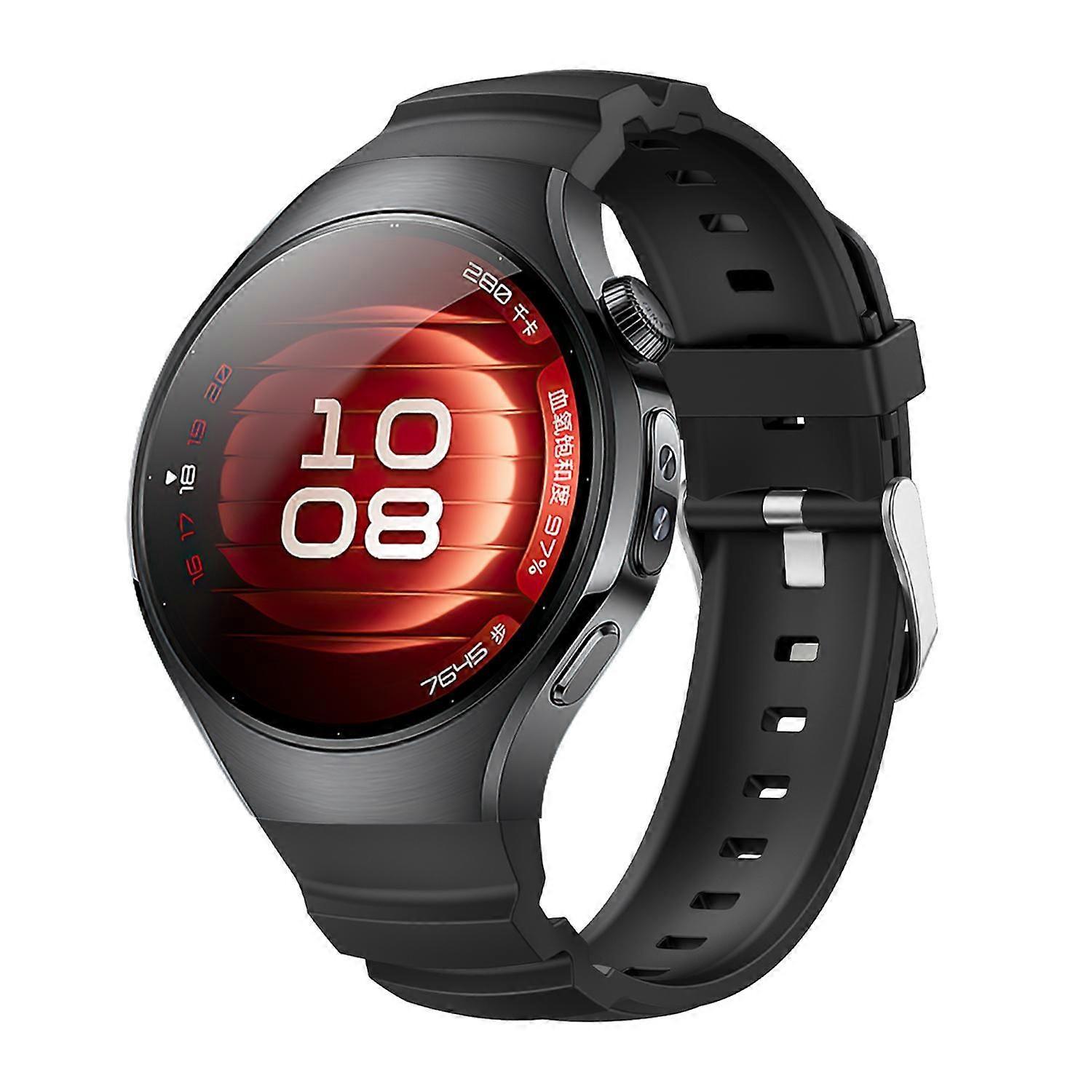 For Huawei Watch 5 42mm Silicone Classic Metal Clasp Replacement Smart Watch Strap Black