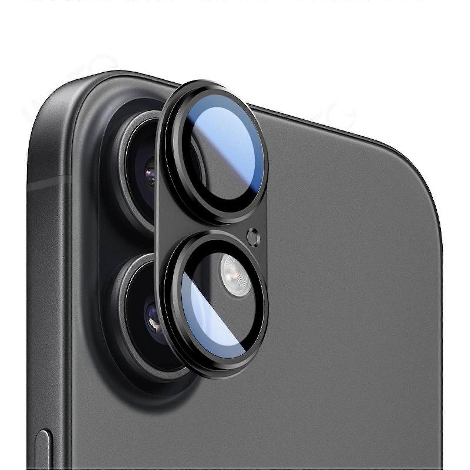 Metal camera protective ring for Apple iPhone 17 with glass cover, black