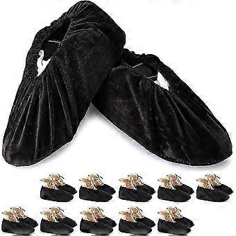 Washable Reusable Non-Slip Cotton Overshoes, Shoe Covers for Indoor Use, 10 Pairs
