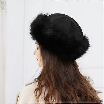 Dames Faux Furry Hat voor de winter met Stretch Cossack White Warm Cap