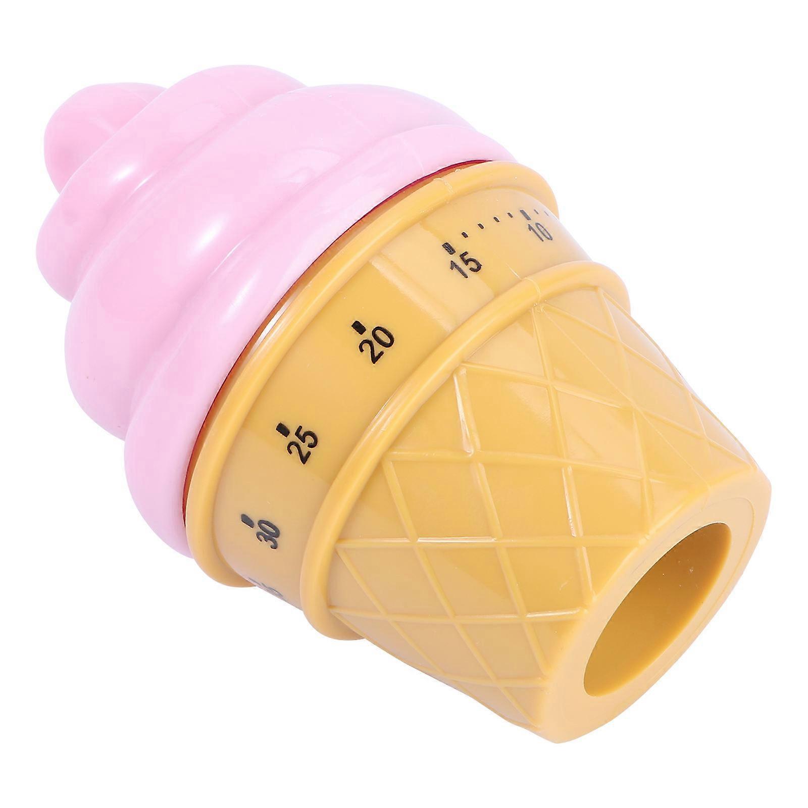 1PC Funny Ice Cream Mechanical Timer Practical Kitchen Timer Reminder (Pink)