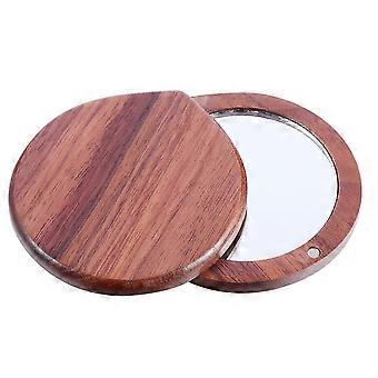 1pc Wooden Cosmetic Mirror Pocket Mirror Portable Mirror for Women Girls Ladies