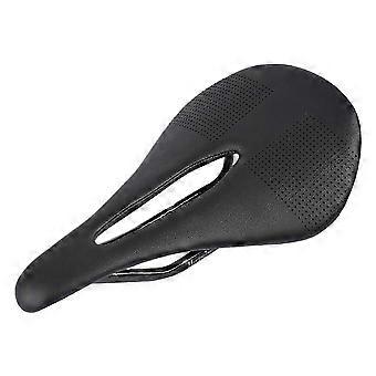 Sillín de bicicleta de fibra de carbono para carretera MTB, ultraligero, almohadillas acolchadas de cuero, bicicletas de carretera y de montaña compatibles, negro