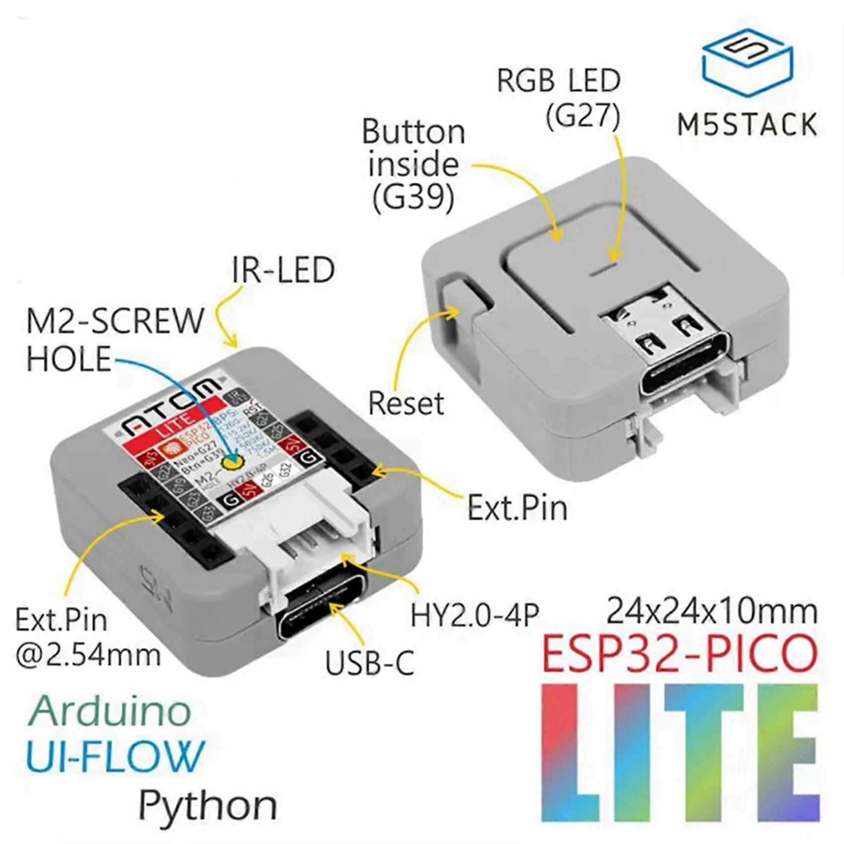 5X M5Stack ATOM Lite ESP32-PICO Development Board Kit with WiFi Programmable Button IoT Node Module