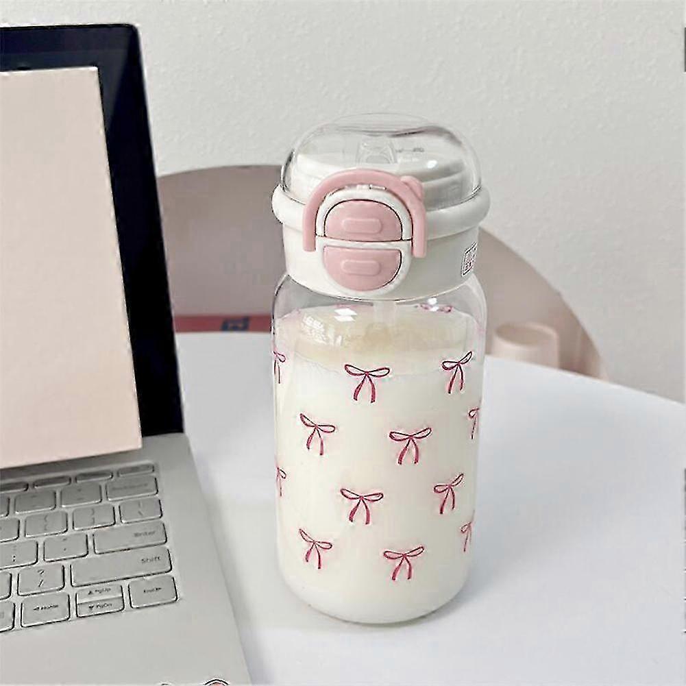 Leak-Proof 500ml Pink Bow Portable Cup