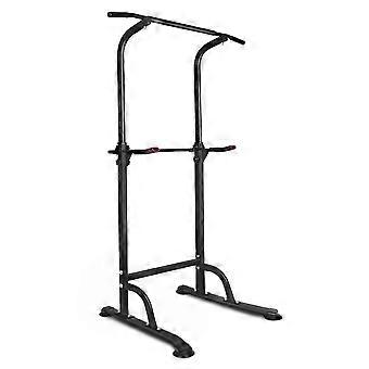 Adjustable Height Power Tower - Maximum Weight Capacity: 150 kg - Black Steel Frame - For Home Gym Fitness.