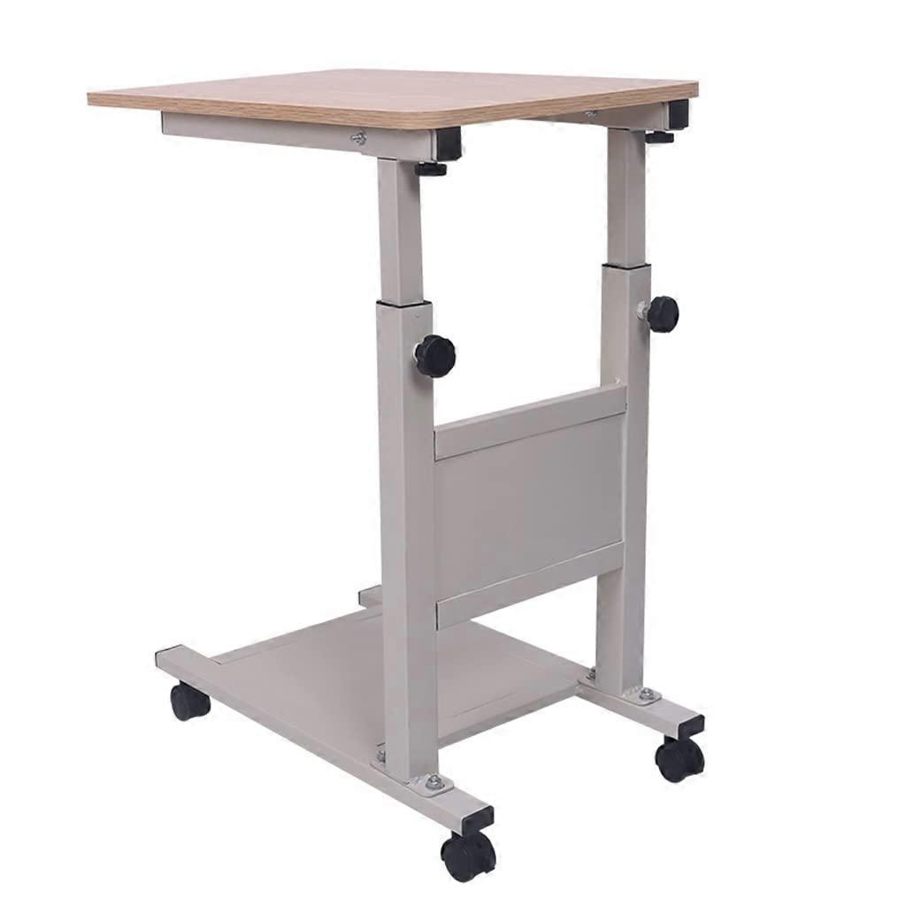Foldable Adjustable Bedside Table on Wheels with Storage