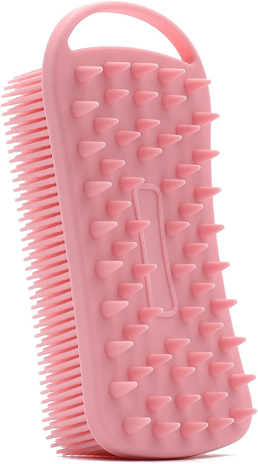 シリコンボディスクラバー、ボディ用2 in 1シャワースクラバー、敏感肌用ソフトシリコンヘチマ、スカルプマッサージャーシャンプーブラシ、両面ボディブラス