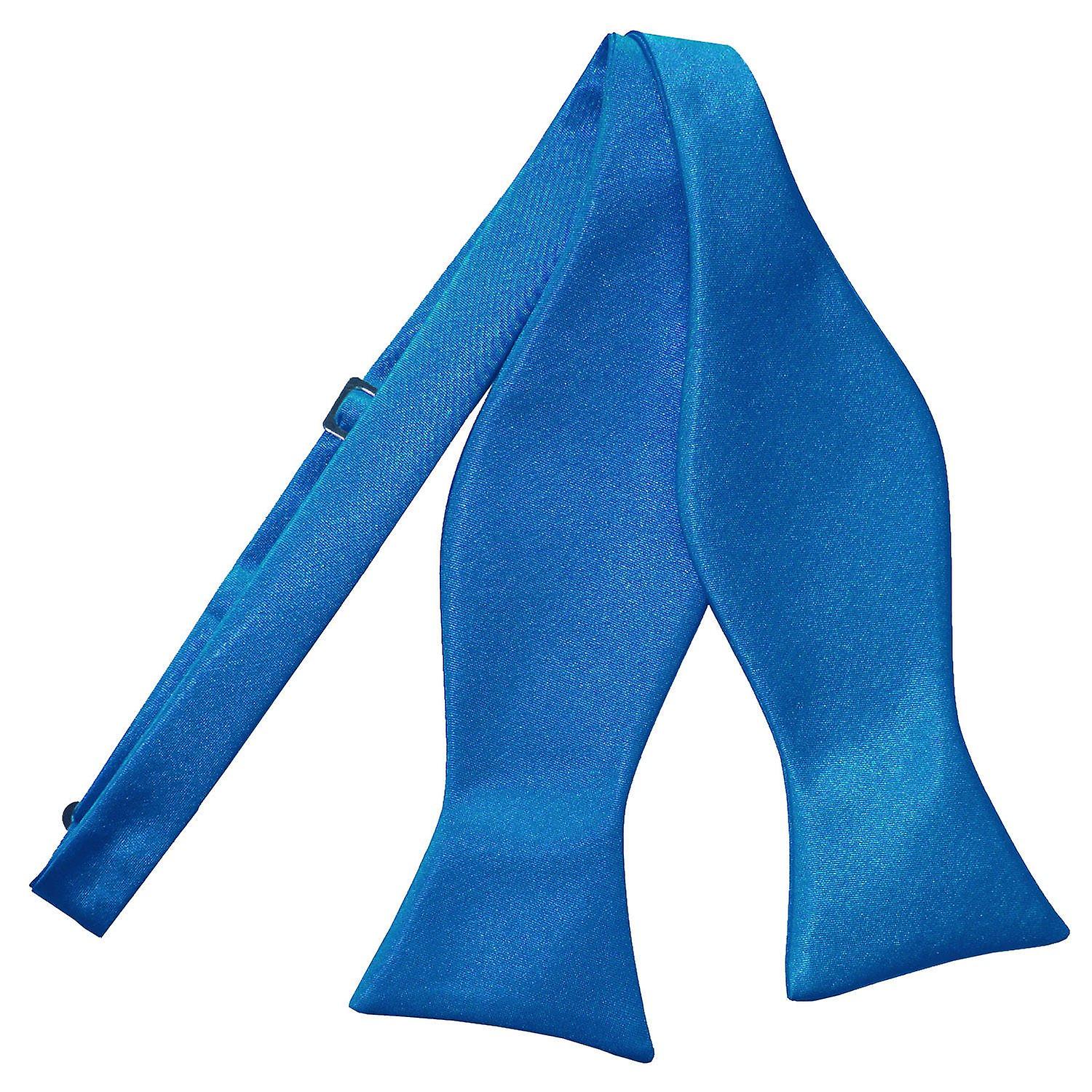 Electric Blue Plain Satin Self-Tie Bow Tie