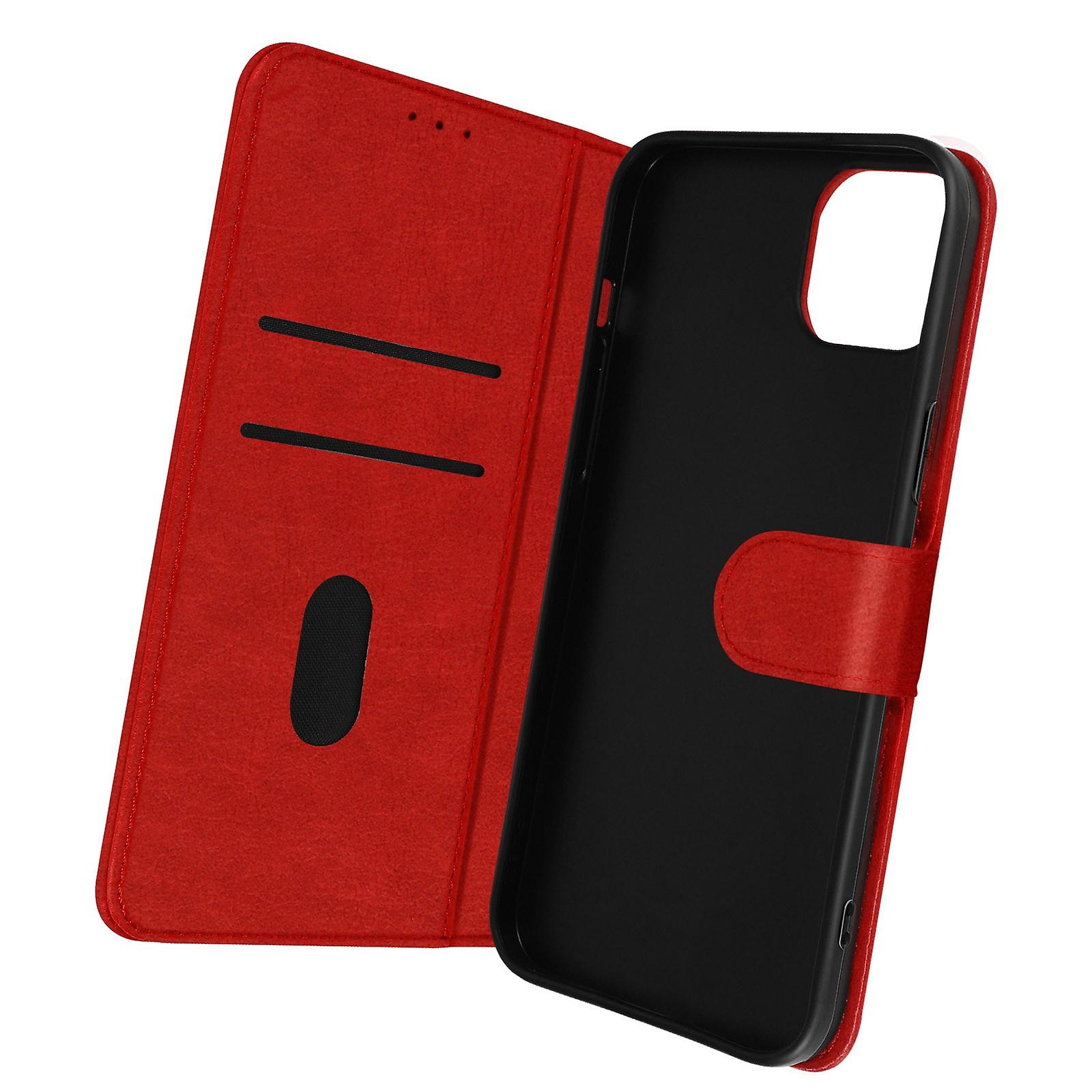 Folio Case iPhone 14 Card-holder Case Video Stand Feature Red