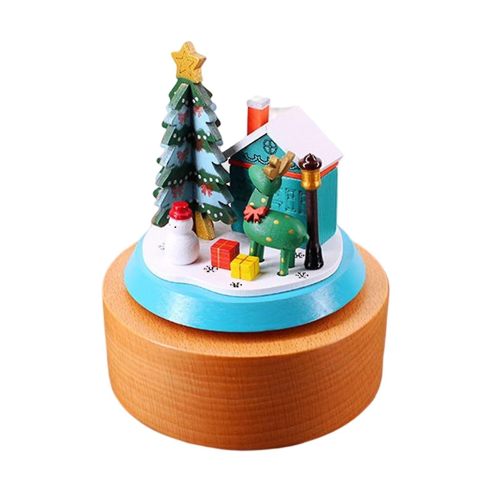 Handmade Wooden Rotating Music Boxes Christmas Music Box Hand Painting