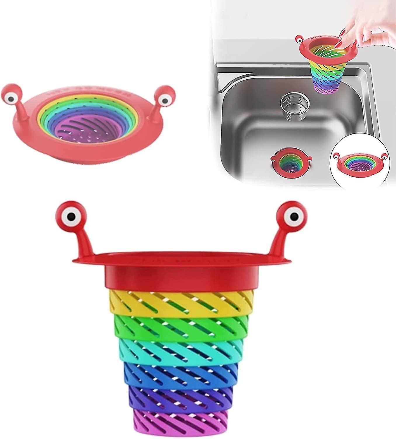 مصفاة بالوعة المطبخ الوحش القابلة للسحب ، مرشح بقايا المطبخ القابل للطي ، سلة تصريف بالوعة قوس قزح الوحش اللطيف