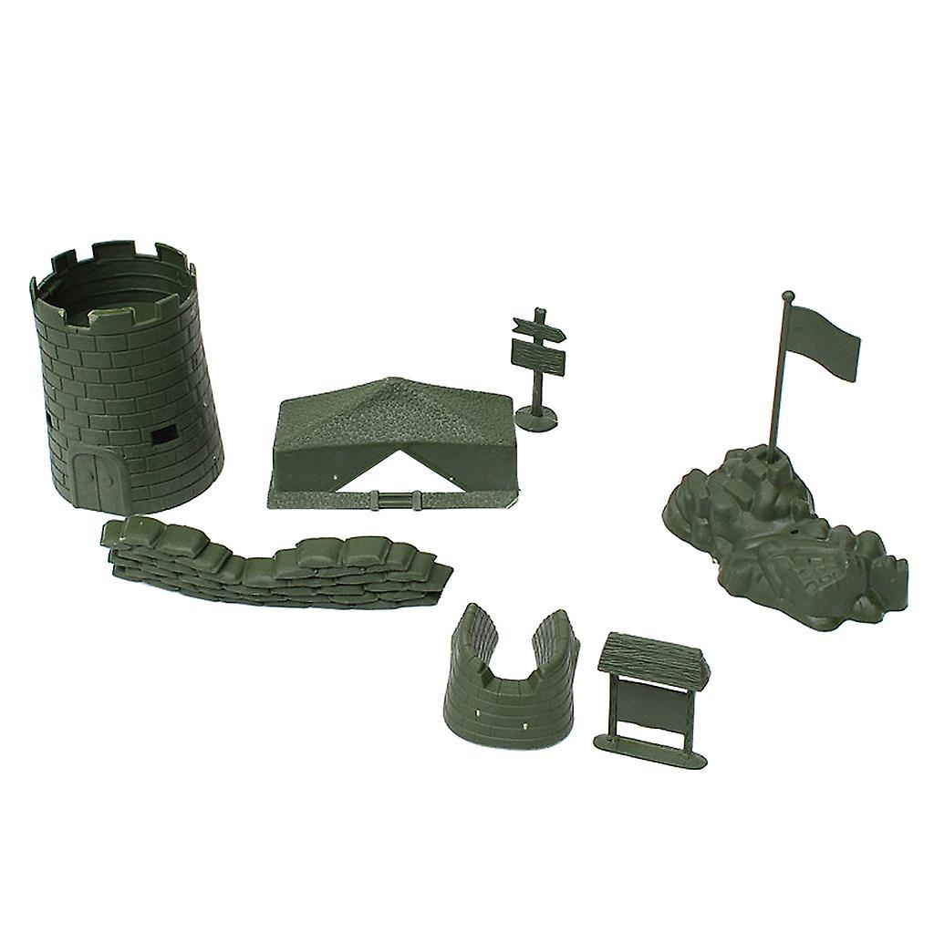 7 Pieces Plastic Army Base Set Solider Accessories for Army Sand Scene Model