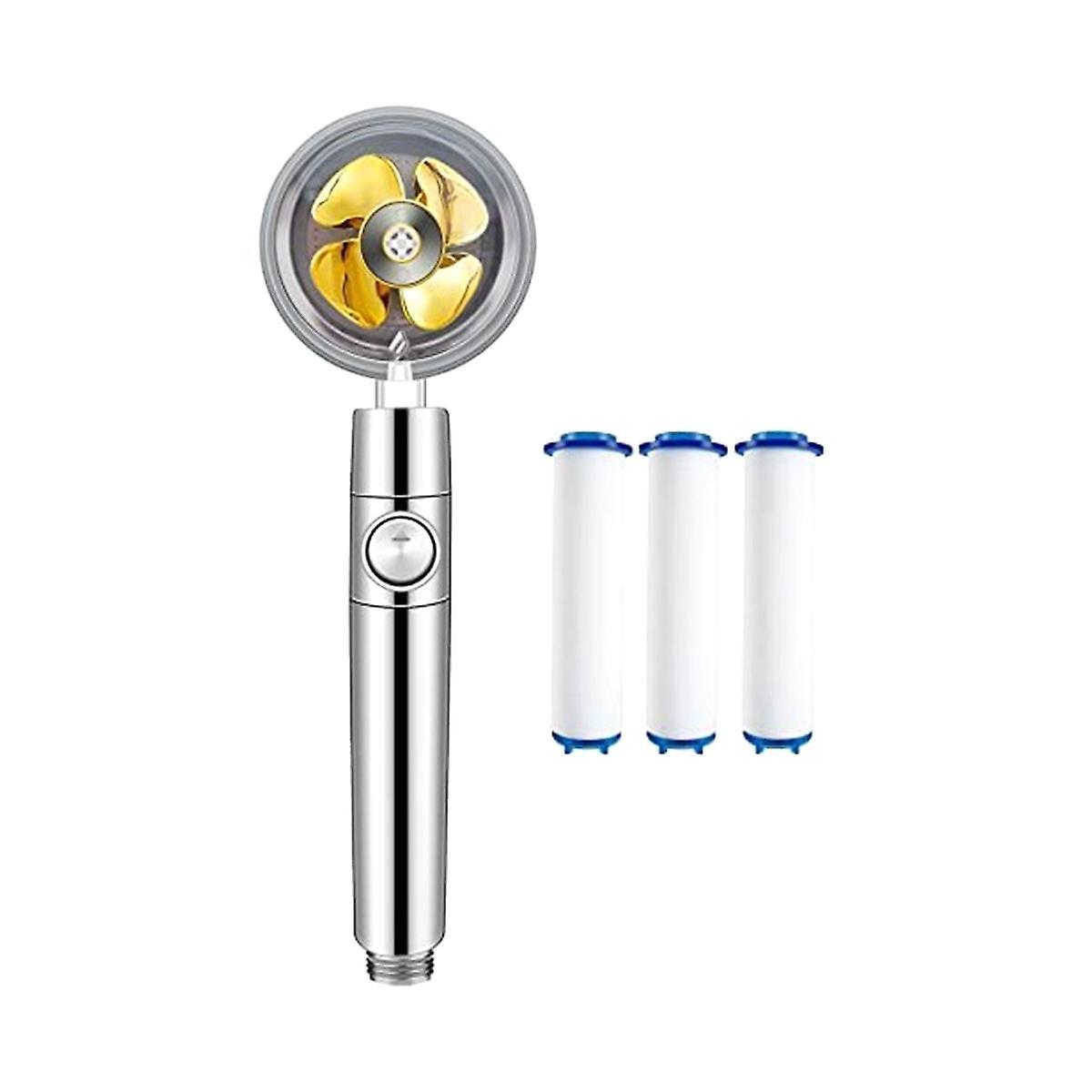Handheld Power Shower Head-Vortex Shower Head & Filter Removable Propeller Drive Shower Head Water