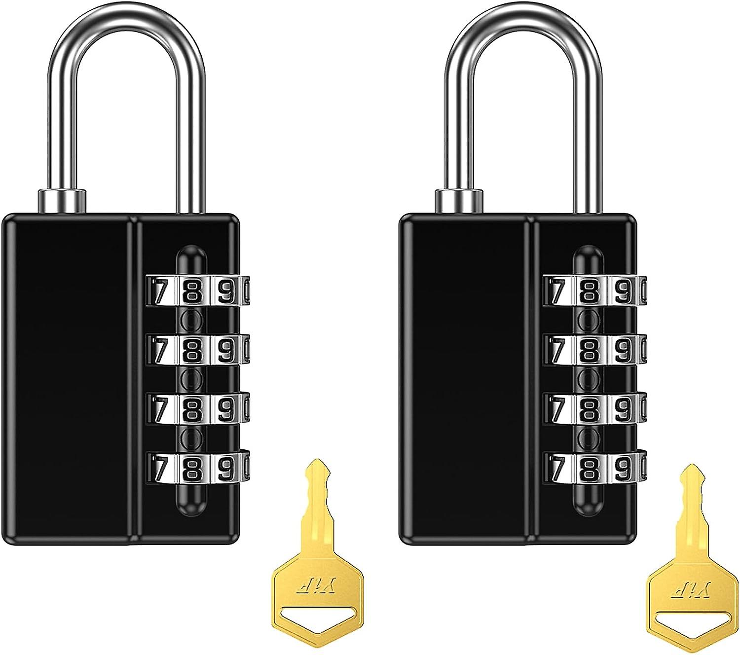 2 Pack Combination Padlock, 4 Digit Resettable Security Padlock with Keys, Waterproof Gate Lock for School, Gym Locker