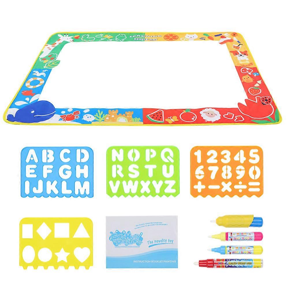 Toddler Painting and Writing Mat with 4 Magic Pens and 4 Drawing Molds