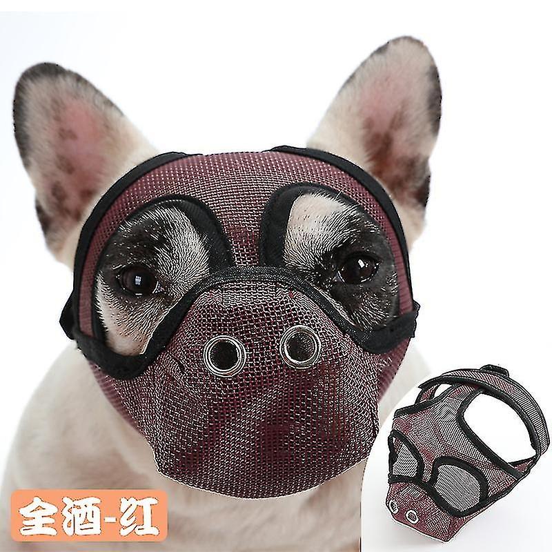 Short Snout Dog Muzzles,bulldog Muzzle Adjustable Breathable Mesh Dog Muzzle For Briting Chewing