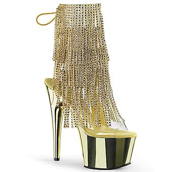 Pleaser Damen Stiefeletten Adore-1017rsf Clr-gold/gold Chrom
