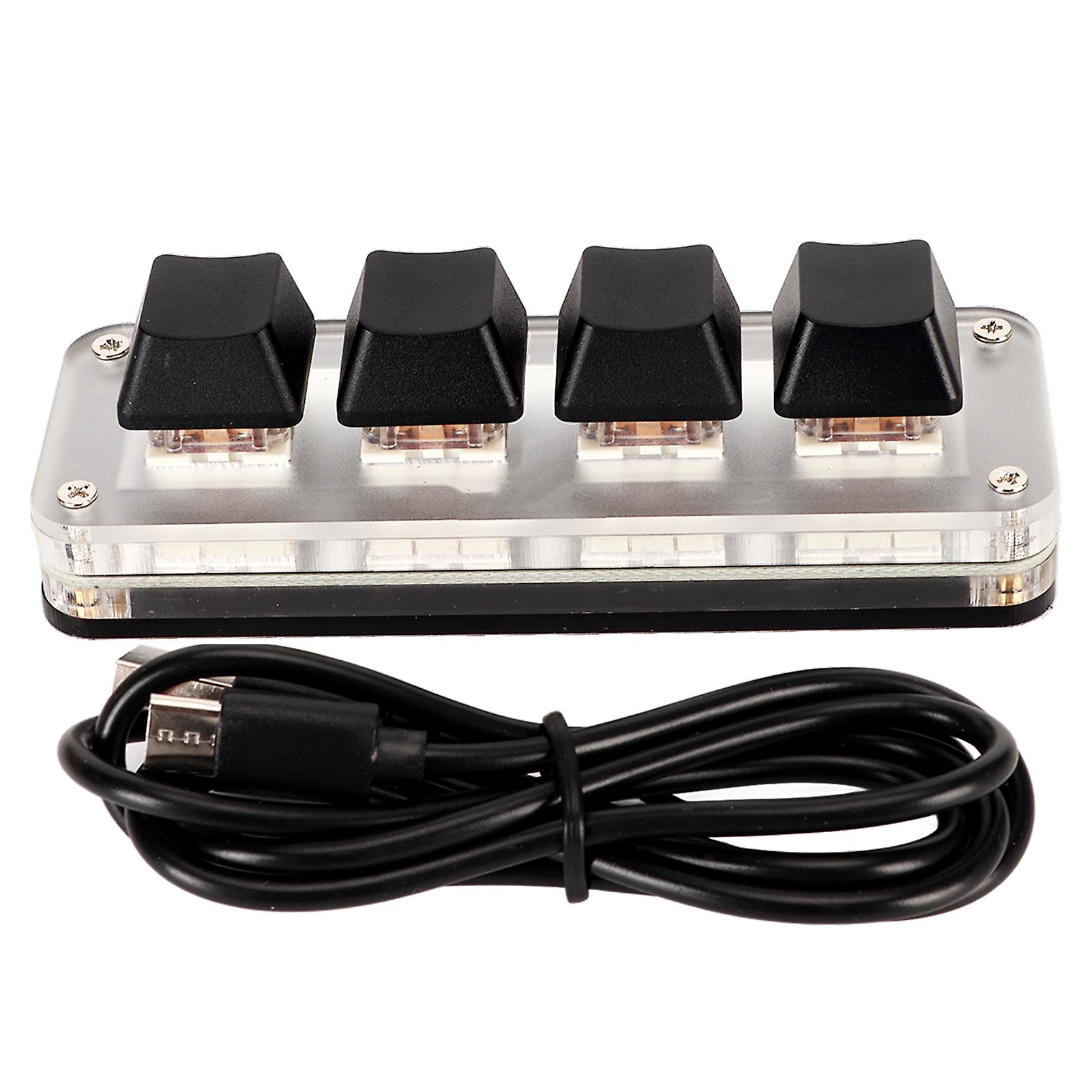 Red Switch Macro Keyboard with Customized Knobs USB Mini Keypad for Desktop PC 4 Keys