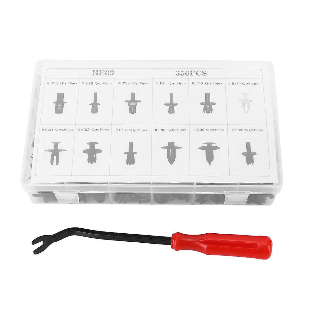 350pcs Universal Black ABS Car Buckles Clips with Screwdriver