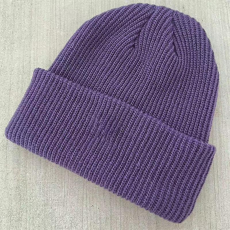 Winter Knitted Rib Hat P Pattern Elastic Solid Color Warm Acrylic Fiber Cool Wool Cap for School
