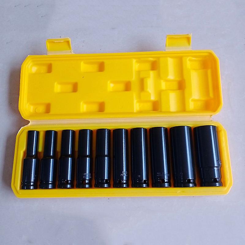 10PCS 1/2" Drive 6 Point Pneumatic Socket Set Yellow Box