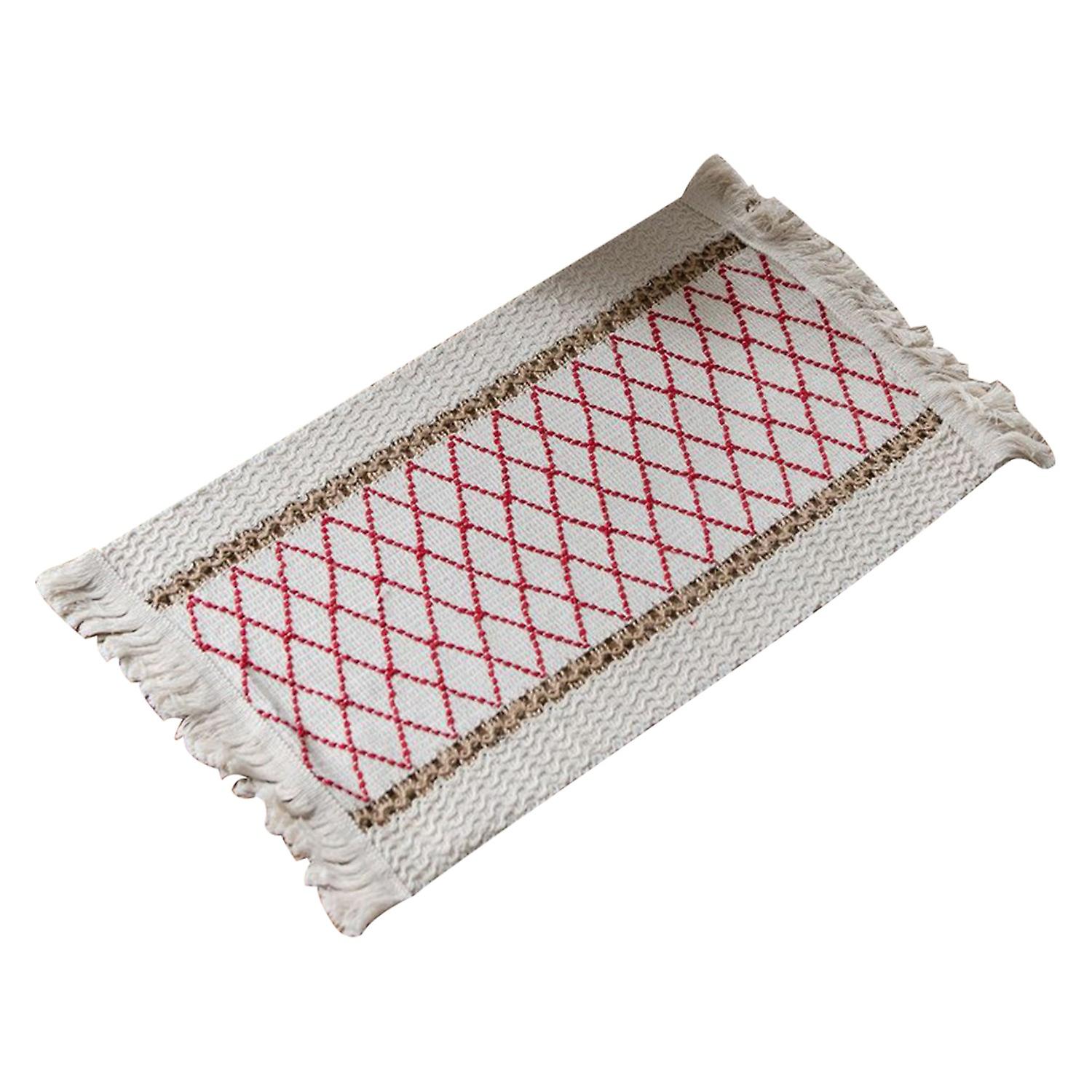 Table Mat Tassels Design Fine Stitching Rectangular Vintage Woven Boho Placemat for Restaurant