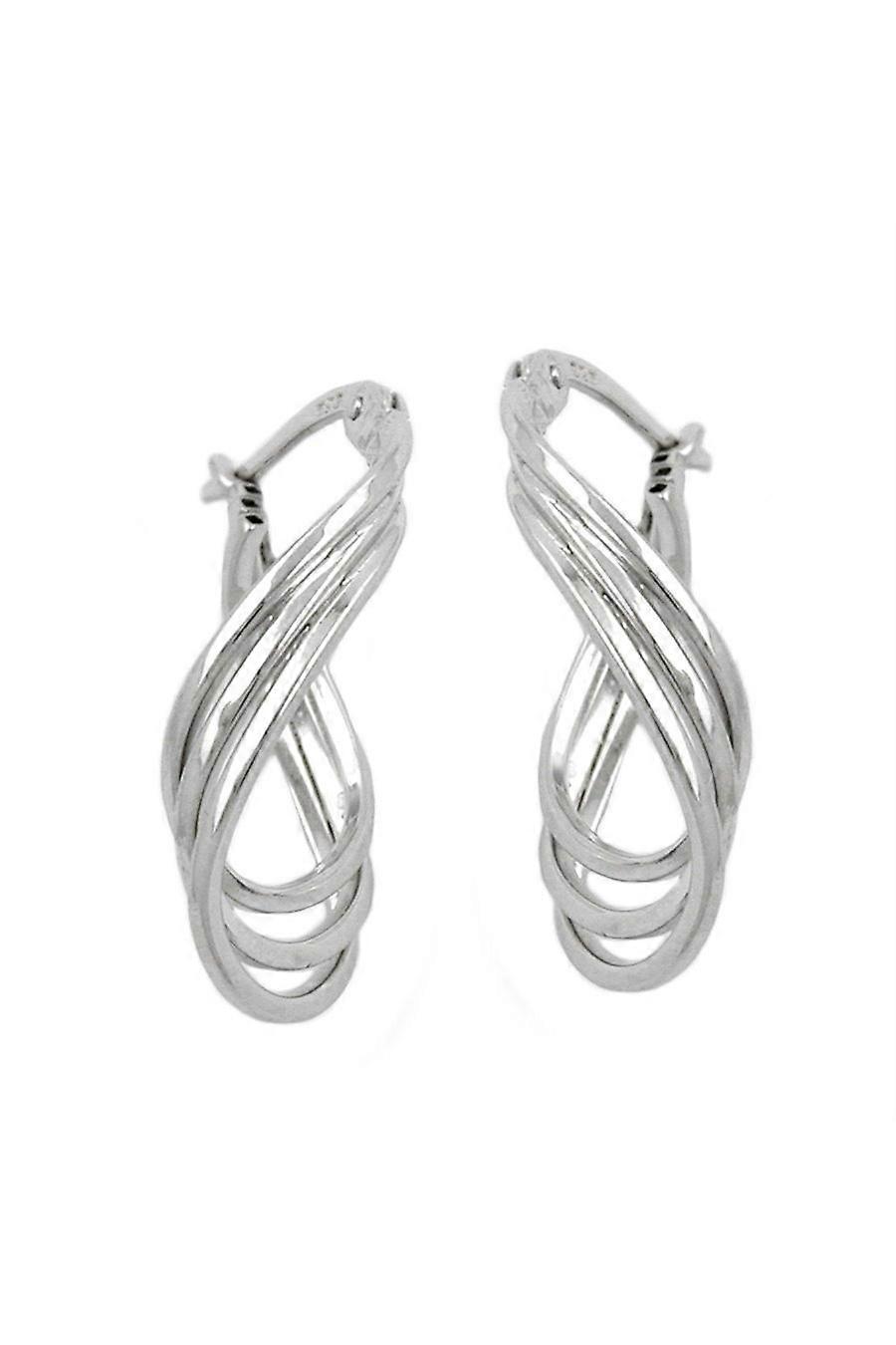 Hoop Earrings Oval & Twisted Silver 925 - Gl93299