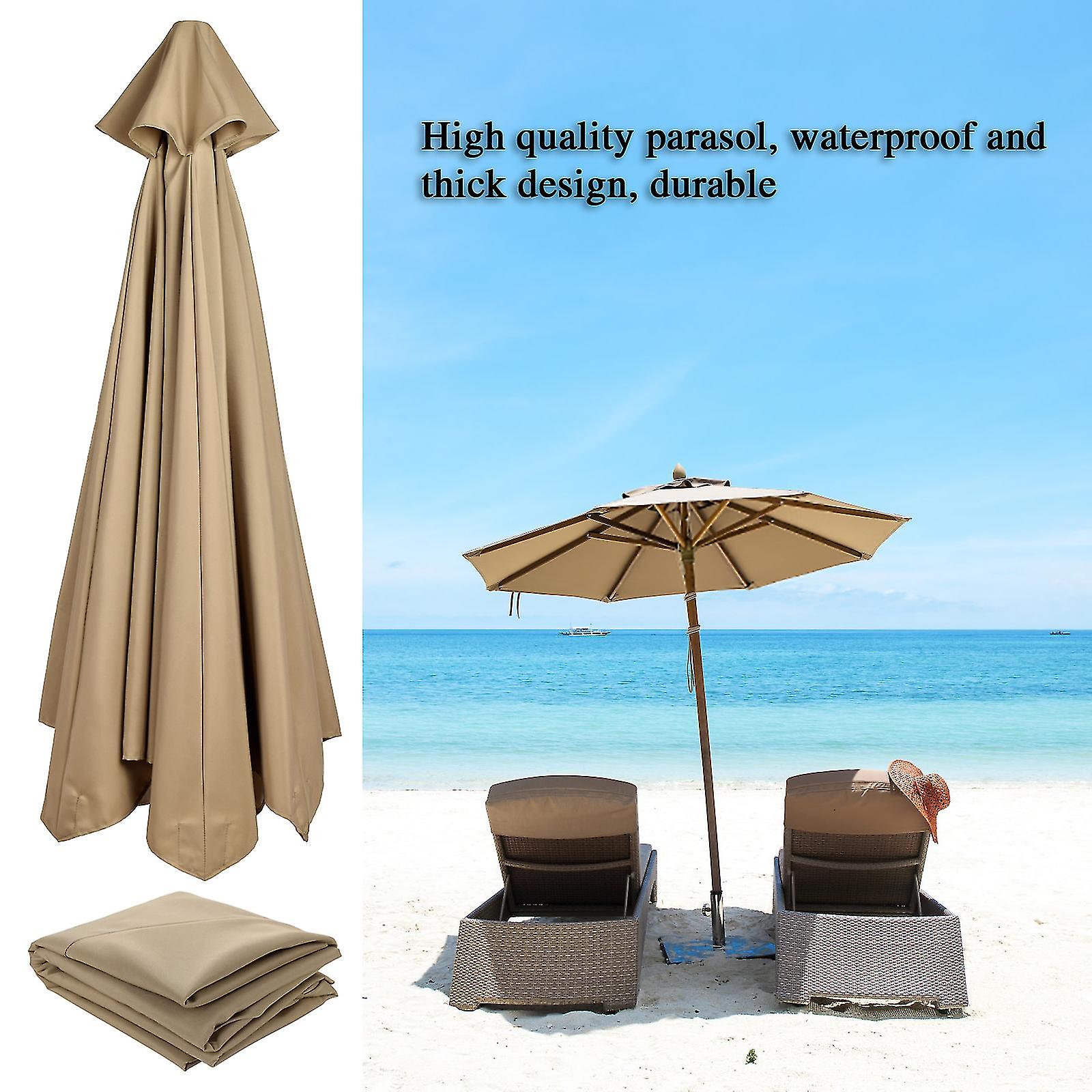 Garden Umbrella Top Waterproof Patio Replacement Top Outdoor Sunshade Cover