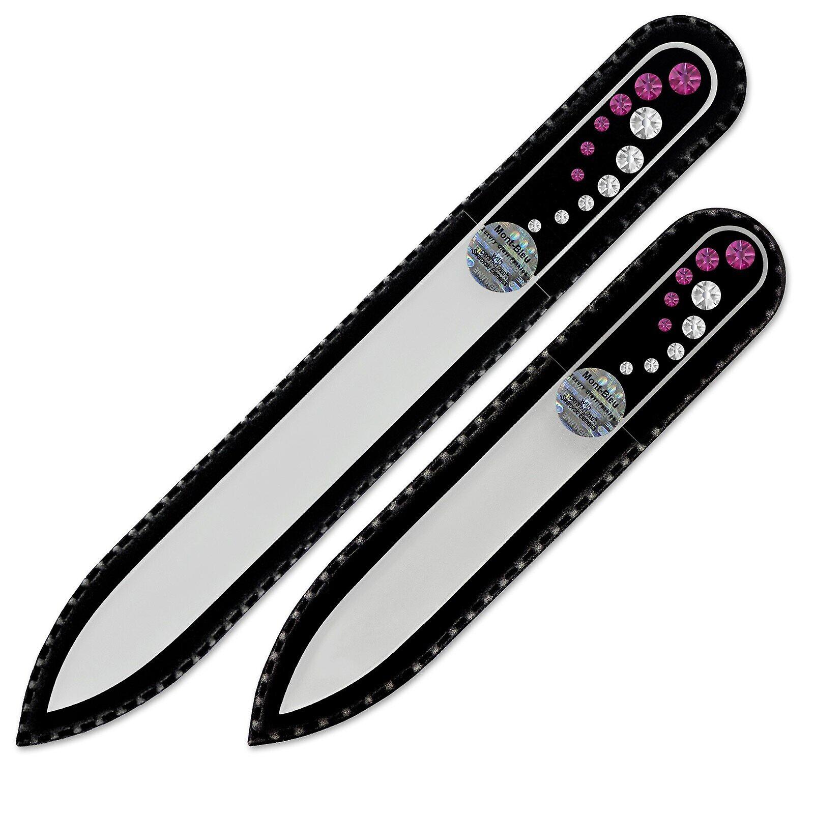 2-piece Nail File Set with Crystals for Women CO-MS - Fuchsia - Crystal