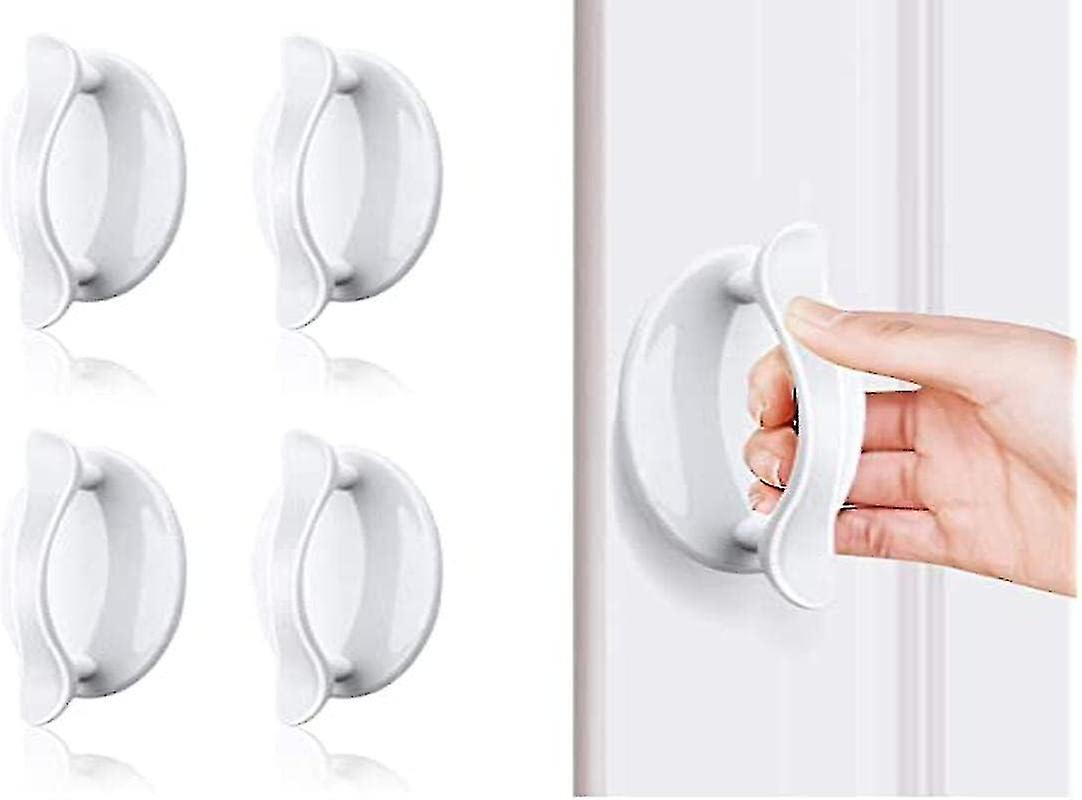 4 قطع مقبض باب أبيض لزج ، مقبض بلاستيك ABS للأبواب والنوافذ ، الخزائن ، الأدراج ، الخزائن - شنغ