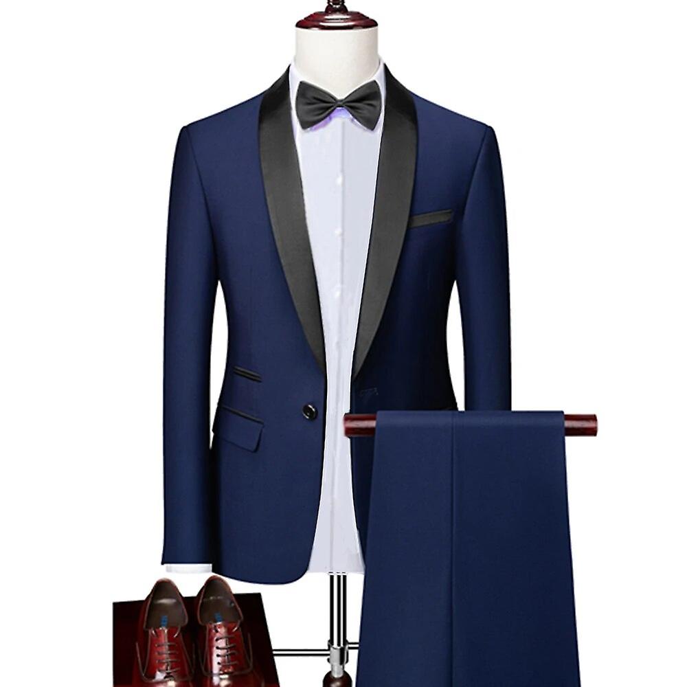 2023 Moda Yeni Erkekler Butik İş Düz Renk Siyah Yakalı Düğün Takım 3 Adet Set Blazer Ceket Elbise Ceket Pantolon Yelek