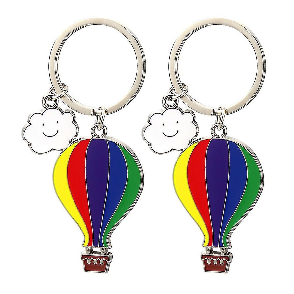 (Y)4pcs Hot Air Balloon Keychain Creative Key Fob Pendant Keychain For Women Men