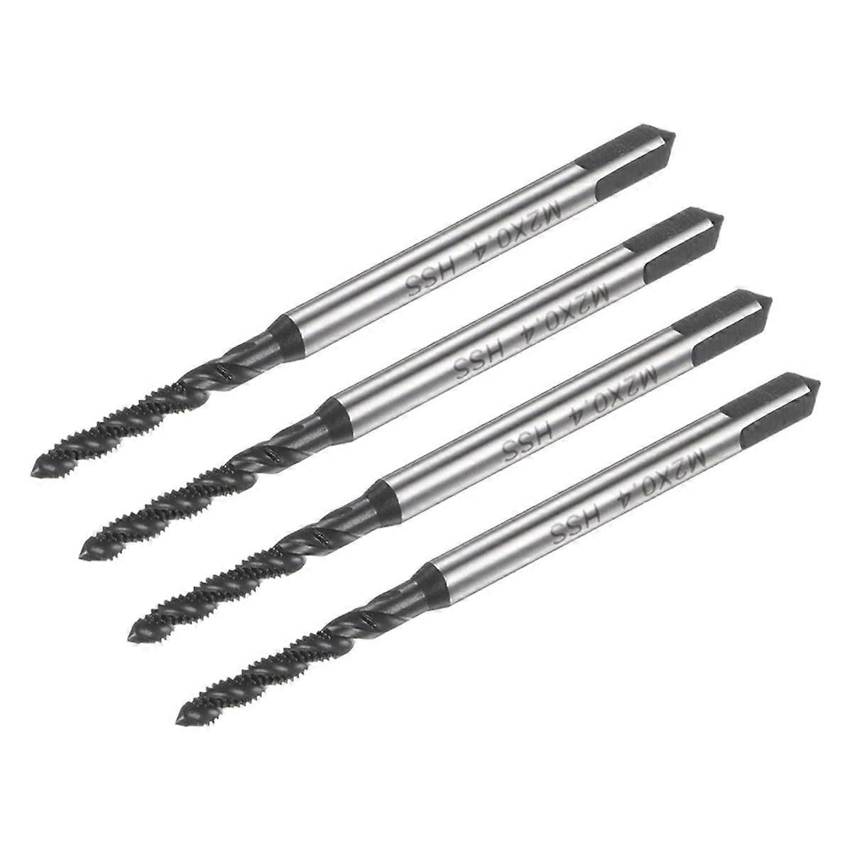 4pcs ברזי חוט חליל ספירלה, M2 x 0.4 ברז בורג מטרי מצופה ניטריד, מכונת פלדה במהירות גבוהה T
