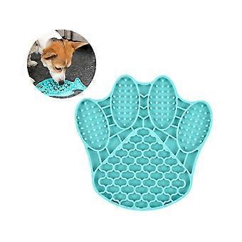Leckmatte Katzenschüssel Hund Haustierteller Silikon Slow Food Matte Slow Food Haustierplatte Klauenförmige Schüssel Blau =