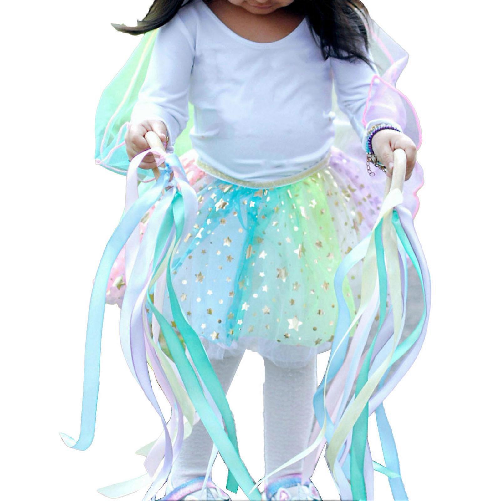 עפיפון סרט יד טבעת עץ צבע בהיר צעצוע חושי חינוכי סרט סטרימר עפיפון לריקודים בחדר משחקים סוג 3 (ללא פעמון)